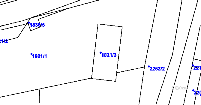 Parcela st. 1821/3 v KÚ Letovice, Katastrální mapa