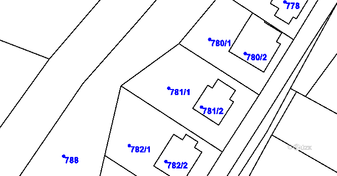 Parcela st. 781/1 v KÚ Letovice, Katastrální mapa