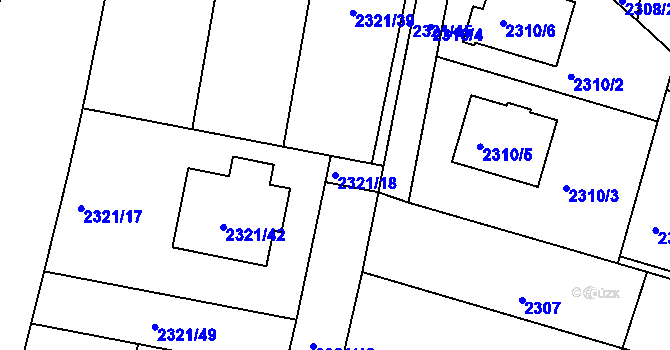 Parcela st. 2321/18 v KÚ Letovice, Katastrální mapa