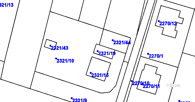 Parcela st. 2321/19 v KÚ Letovice, Katastrální mapa