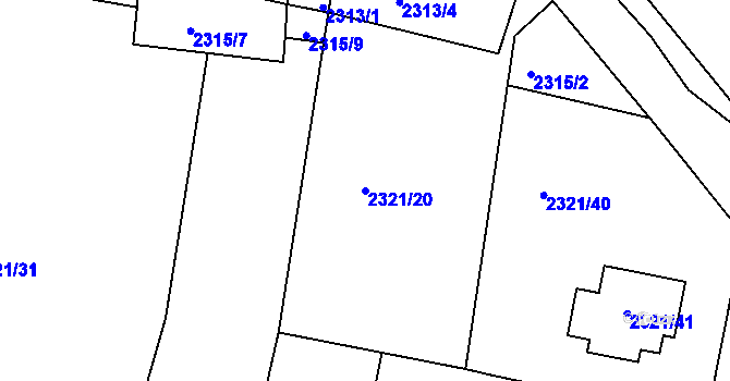 Parcela st. 2321/20 v KÚ Letovice, Katastrální mapa