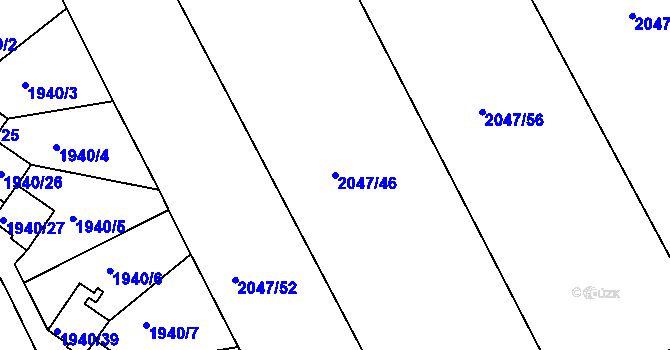 Parcela st. 2047/46 v KÚ Letovice, Katastrální mapa