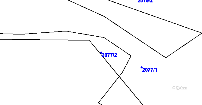 Parcela st. 2077/2 v KÚ Letovice, Katastrální mapa