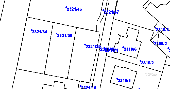 Parcela st. 2321/39 v KÚ Letovice, Katastrální mapa