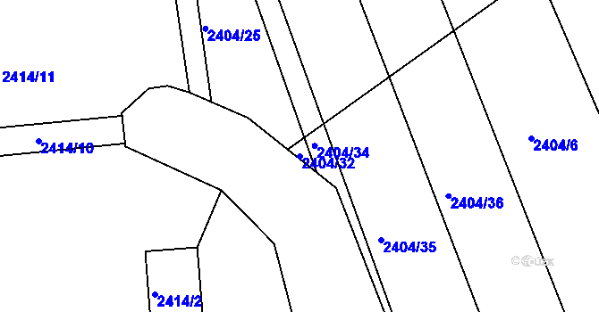 Parcela st. 2404/32 v KÚ Letovice, Katastrální mapa