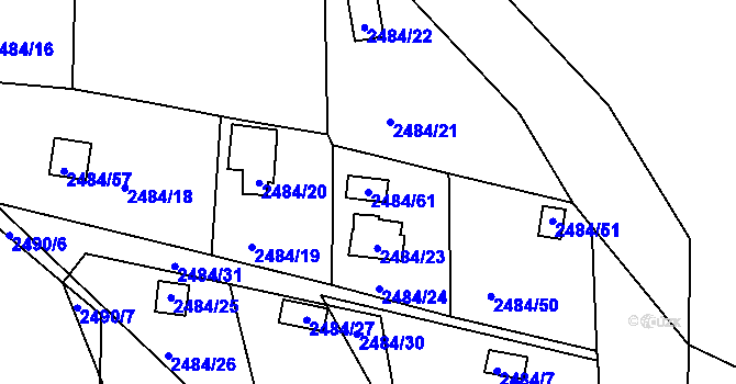 Parcela st. 2484/61 v KÚ Letovice, Katastrální mapa