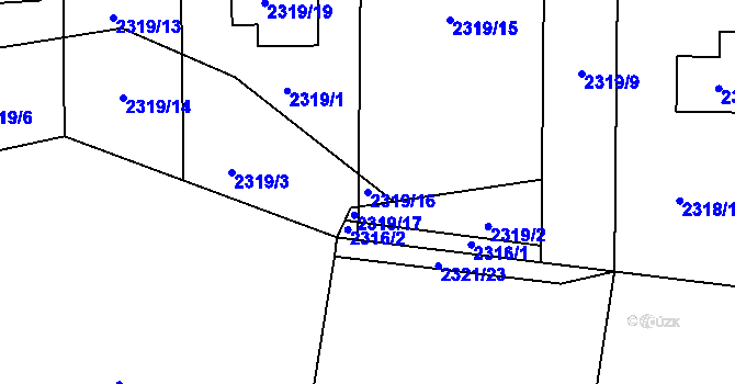 Parcela st. 2319/16 v KÚ Letovice, Katastrální mapa