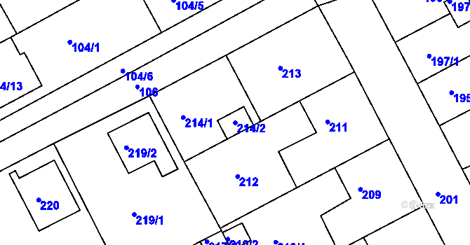 Parcela st. 214/2 v KÚ Letovice, Katastrální mapa