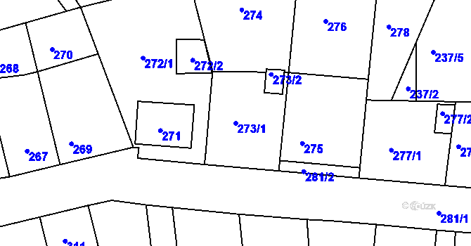 Parcela st. 273/1 v KÚ Letovice, Katastrální mapa