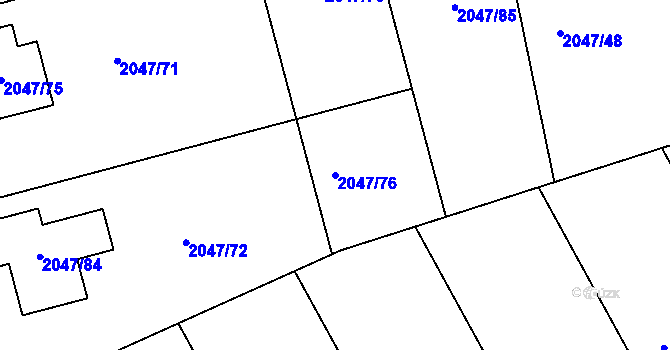 Parcela st. 2047/76 v KÚ Letovice, Katastrální mapa