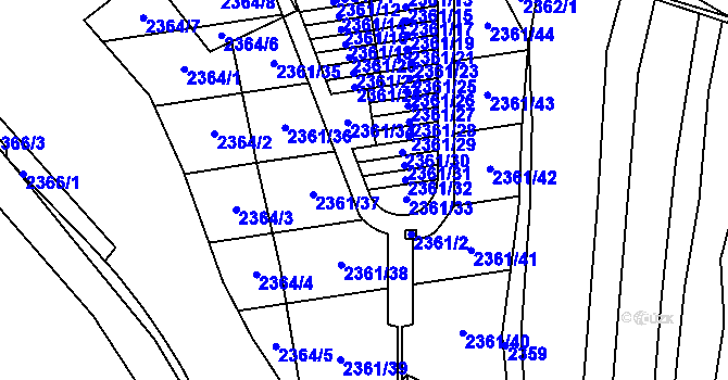 Parcela st. 2361/1 v KÚ Letovice, Katastrální mapa