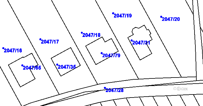 Parcela st. 2047/79 v KÚ Letovice, Katastrální mapa