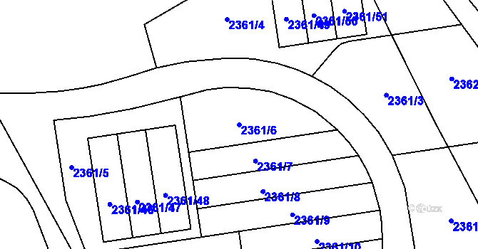 Parcela st. 2361/6 v KÚ Letovice, Katastrální mapa