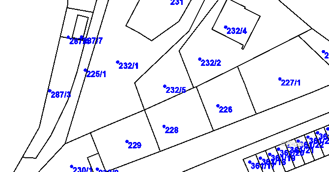 Parcela st. 232/5 v KÚ Letovice, Katastrální mapa