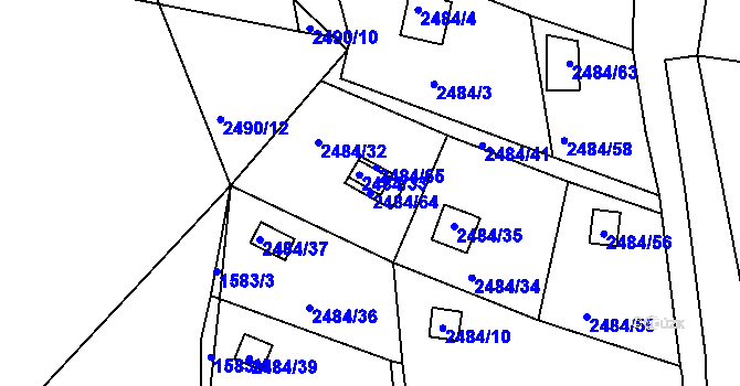 Parcela st. 2484/64 v KÚ Letovice, Katastrální mapa