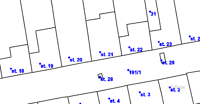 Parcela st. 21 v KÚ Lhota u Letovic, Katastrální mapa