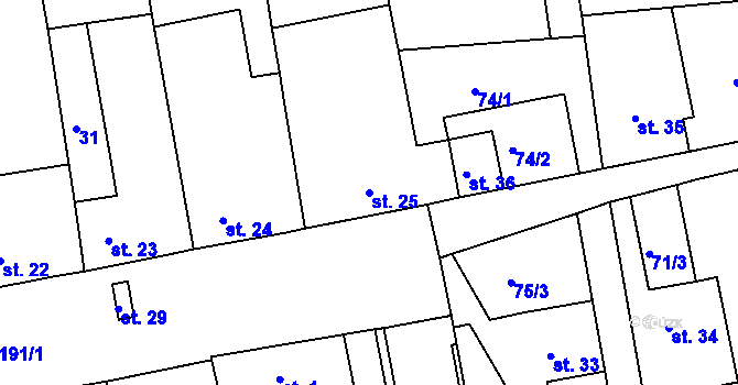 Parcela st. 25 v KÚ Lhota u Letovic, Katastrální mapa