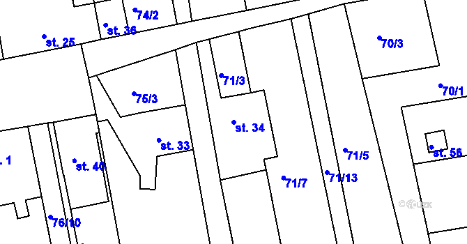 Parcela st. 34 v KÚ Lhota u Letovic, Katastrální mapa
