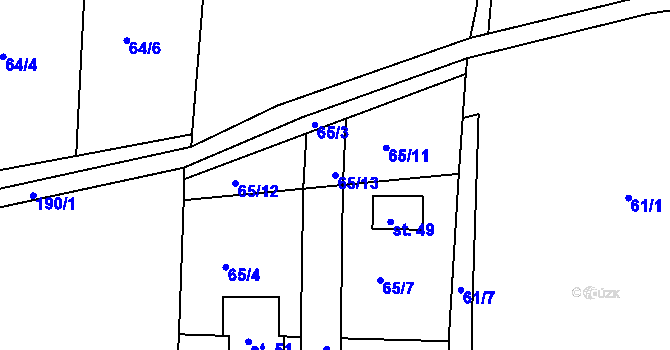 Parcela st. 65/13 v KÚ Lhota u Letovic, Katastrální mapa