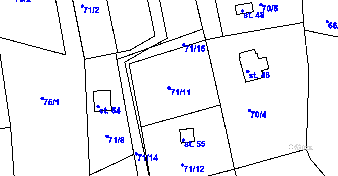 Parcela st. 71/11 v KÚ Lhota u Letovic, Katastrální mapa