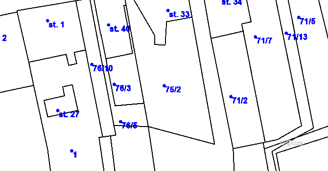 Parcela st. 75/2 v KÚ Lhota u Letovic, Katastrální mapa