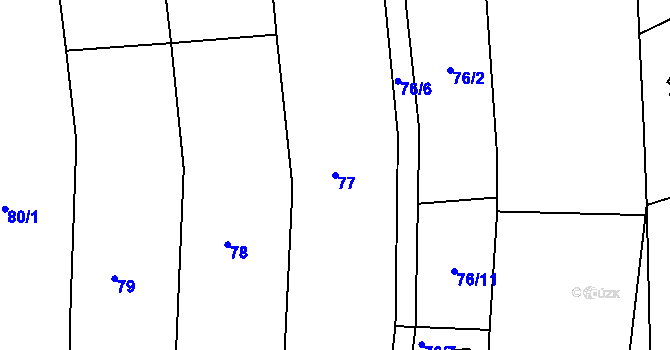 Parcela st. 77 v KÚ Lhota u Letovic, Katastrální mapa