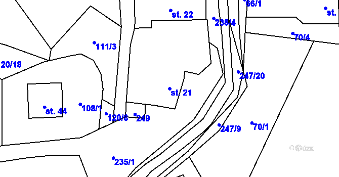 Parcela st. 21 v KÚ Slatinka, Katastrální mapa