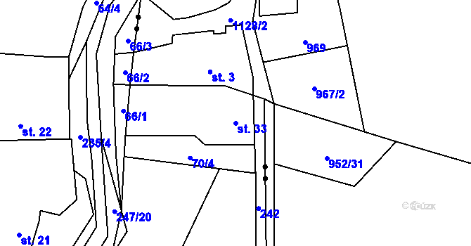 Parcela st. 33 v KÚ Slatinka, Katastrální mapa