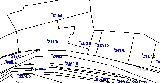 Parcela st. 36 v KÚ Slatinka, Katastrální mapa
