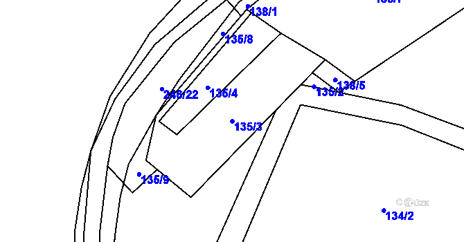 Parcela st. 135/3 v KÚ Slatinka, Katastrální mapa