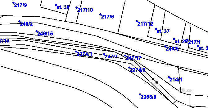 Parcela st. 247/7 v KÚ Slatinka, Katastrální mapa
