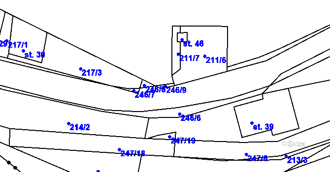 Parcela st. 246/9 v KÚ Slatinka, Katastrální mapa