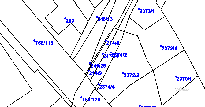 Parcela st. 247/15 v KÚ Slatinka, Katastrální mapa