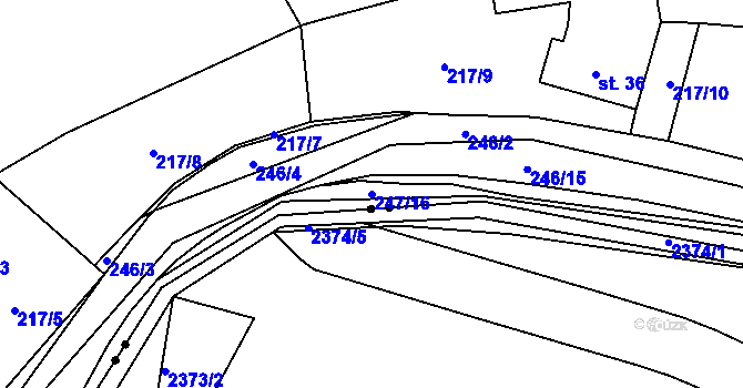 Parcela st. 247/16 v KÚ Slatinka, Katastrální mapa