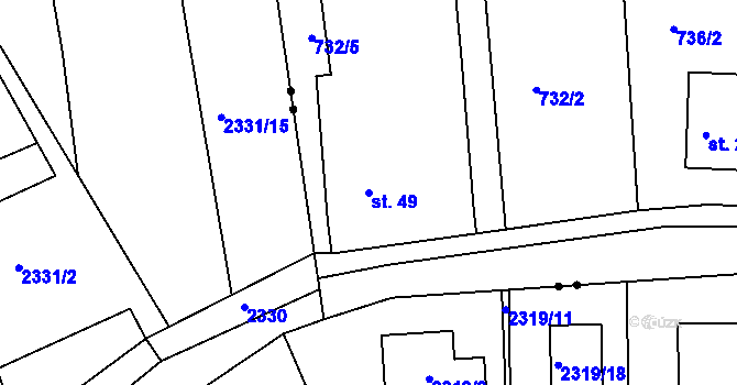 Parcela st. 49 v KÚ Třebětín u Letovic, Katastrální mapa