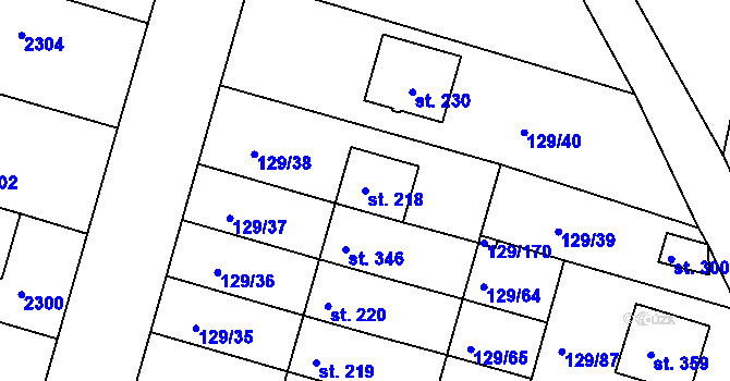 Parcela st. 218 v KÚ Třebětín u Letovic, Katastrální mapa