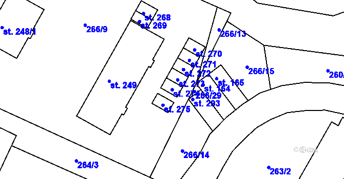 Parcela st. 274 v KÚ Třebětín u Letovic, Katastrální mapa
