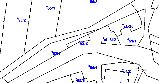 Parcela st. 52/2 v KÚ Třebětín u Letovic, Katastrální mapa