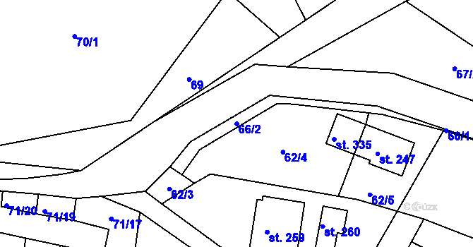 Parcela st. 66/2 v KÚ Třebětín u Letovic, Katastrální mapa