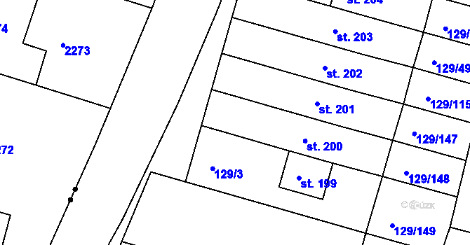 Parcela st. 129/4 v KÚ Třebětín u Letovic, Katastrální mapa