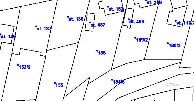 Parcela st. 156 v KÚ Třebětín u Letovic, Katastrální mapa