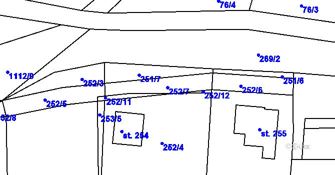 Parcela st. 252/7 v KÚ Třebětín u Letovic, Katastrální mapa