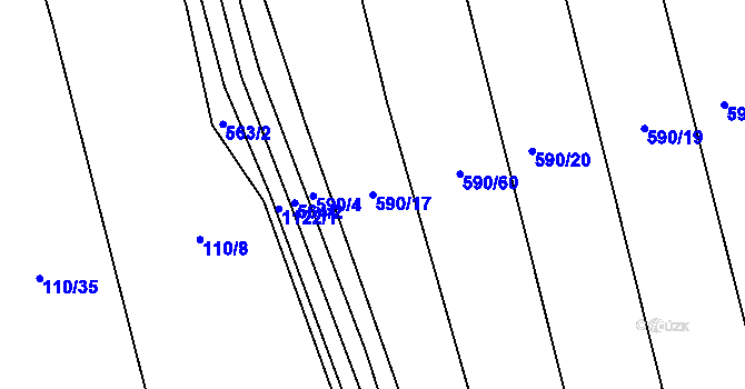 Parcela st. 590/17 v KÚ Třebětín u Letovic, Katastrální mapa