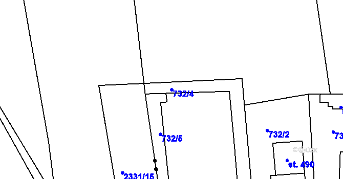 Parcela st. 732/4 v KÚ Třebětín u Letovic, Katastrální mapa