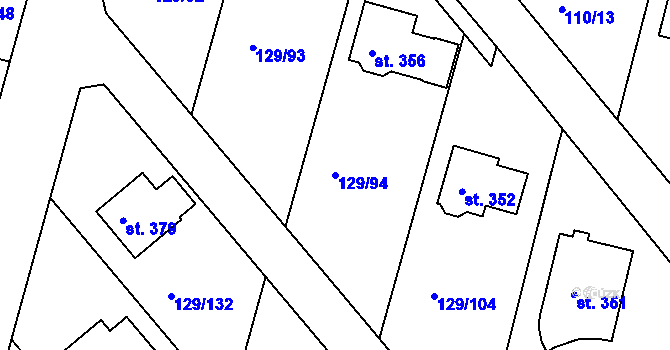 Parcela st. 129/94 v KÚ Třebětín u Letovic, Katastrální mapa