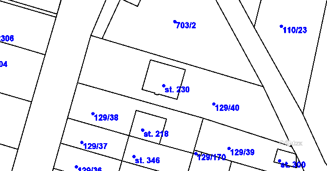 Parcela st. 230 v KÚ Třebětín u Letovic, Katastrální mapa