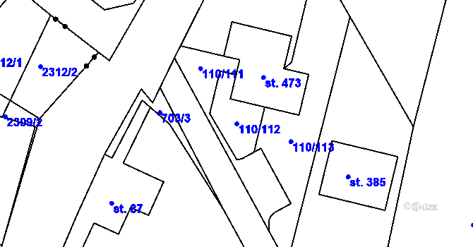 Parcela st. 110/112 v KÚ Třebětín u Letovic, Katastrální mapa