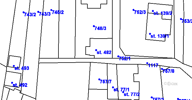 Parcela st. 482 v KÚ Třebětín u Letovic, Katastrální mapa
