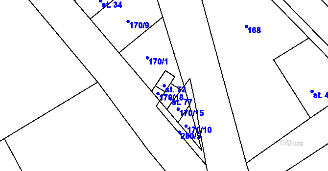 Parcela st. 72 v KÚ Zboněk, Katastrální mapa