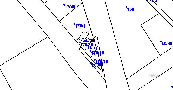 Parcela st. 77 v KÚ Zboněk, Katastrální mapa